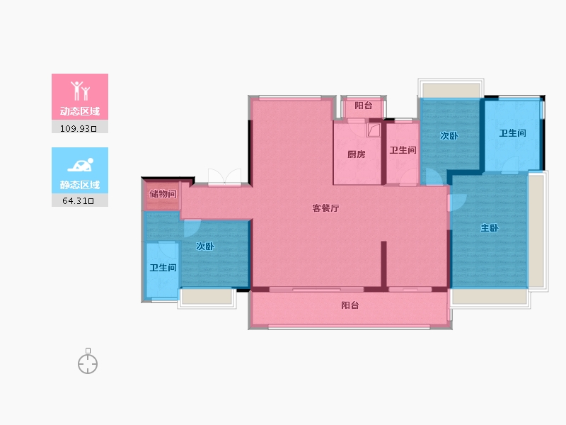 福建省-泉州市-保利天瓒-159.20-户型库-动静分区