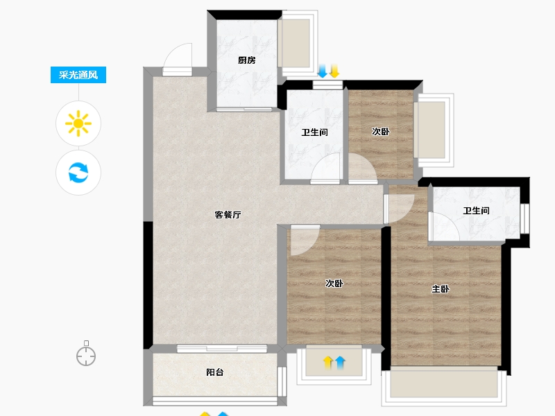 广东省-深圳市-中洲迎玺-65.46-户型库-采光通风