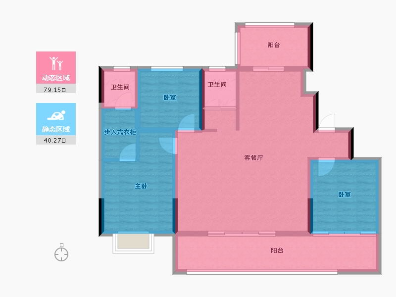 安徽省-宿州市-绿洲江山印-107.78-户型库-动静分区