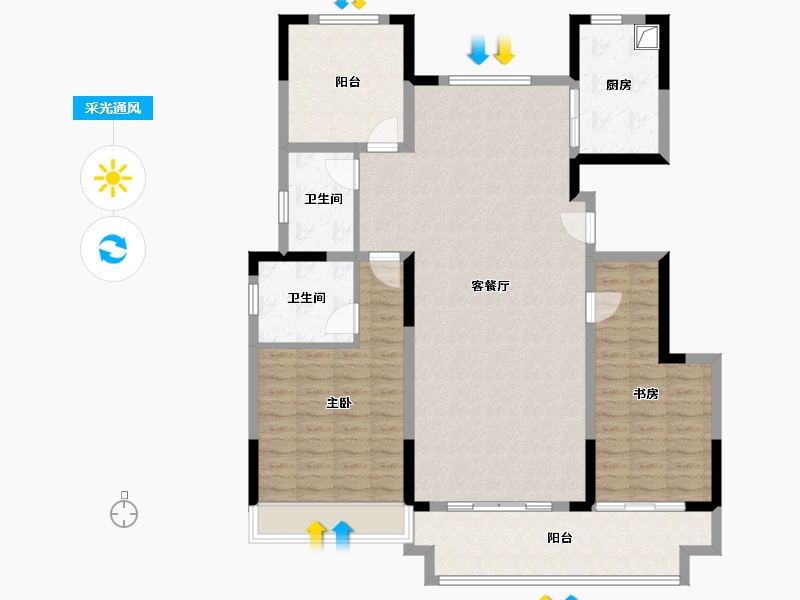 河南省-信阳市-正商书香华府-124.50-户型库-采光通风