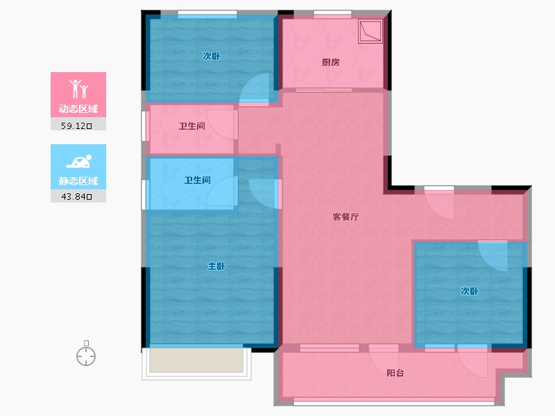 山东省-烟台市-碧桂园凤凰铭著-92.00-户型库-动静分区