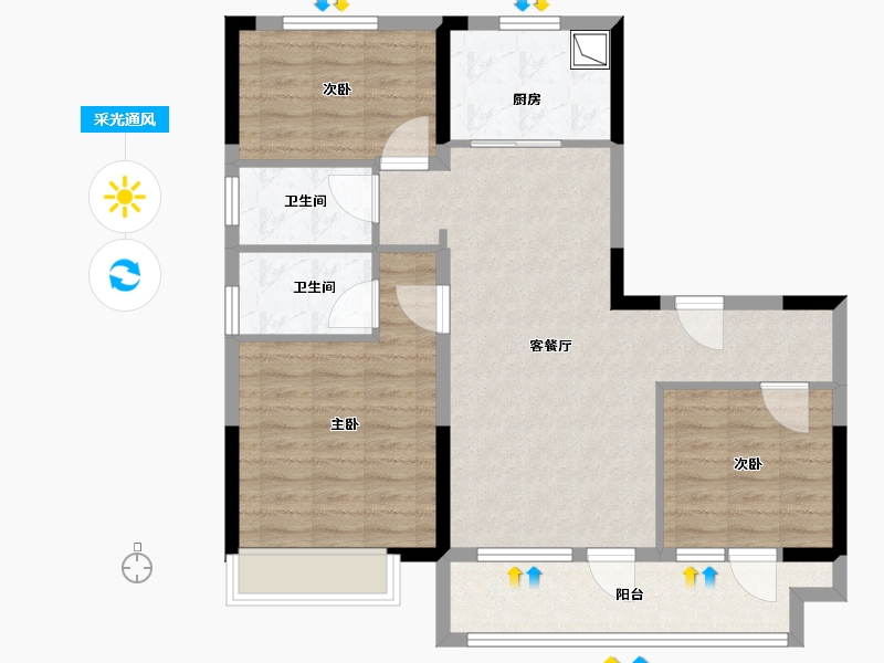 山东省-烟台市-碧桂园凤凰铭著-92.00-户型库-采光通风