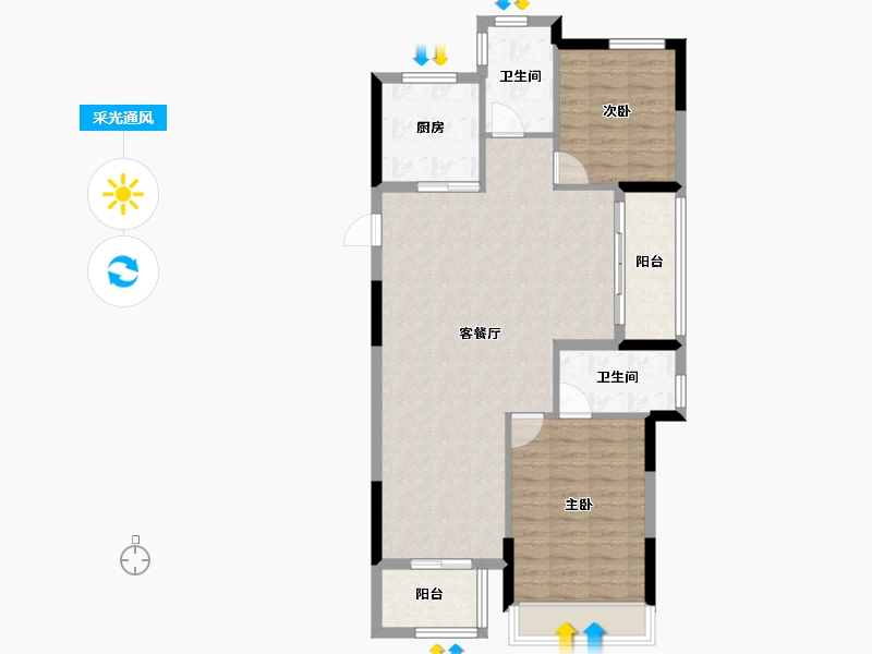 浙江省-舟山市-绿城·春风明月-92.00-户型库-采光通风