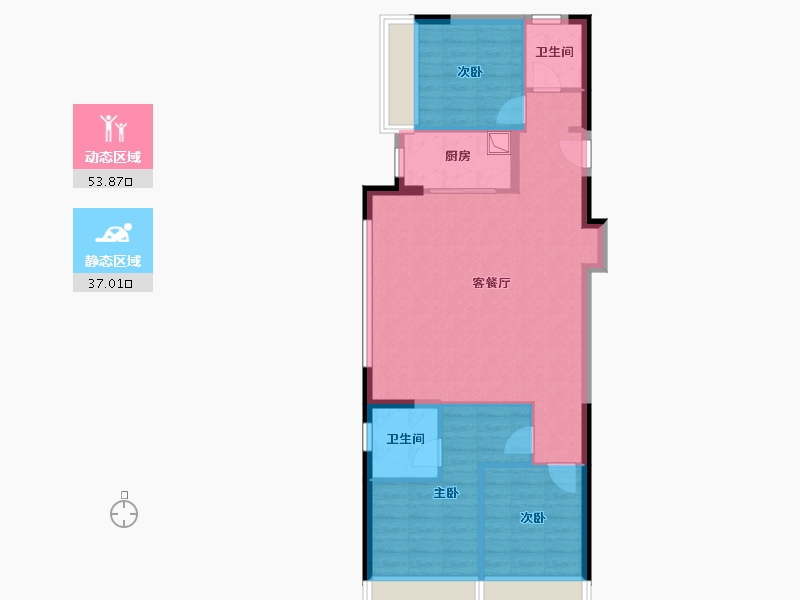 陕西省-西安市-华润置地港悦城嘉悦-82.16-户型库-动静分区