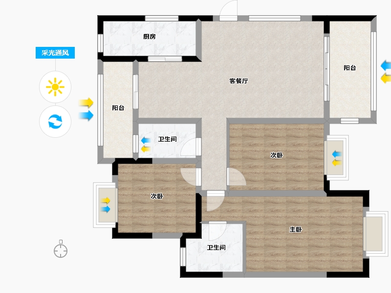 陕西省-安康市-康泰园-107.20-户型库-采光通风