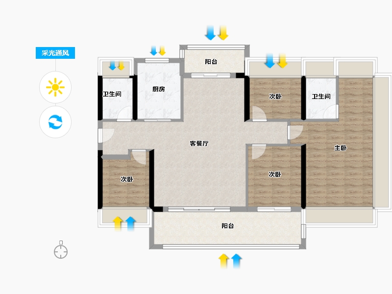 广东省-佛山市-保利湖映琅悦-115.20-户型库-采光通风