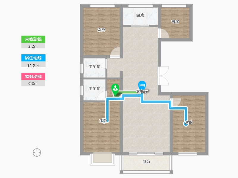 山西省-长治市-书香华庭-107.20-户型库-动静线