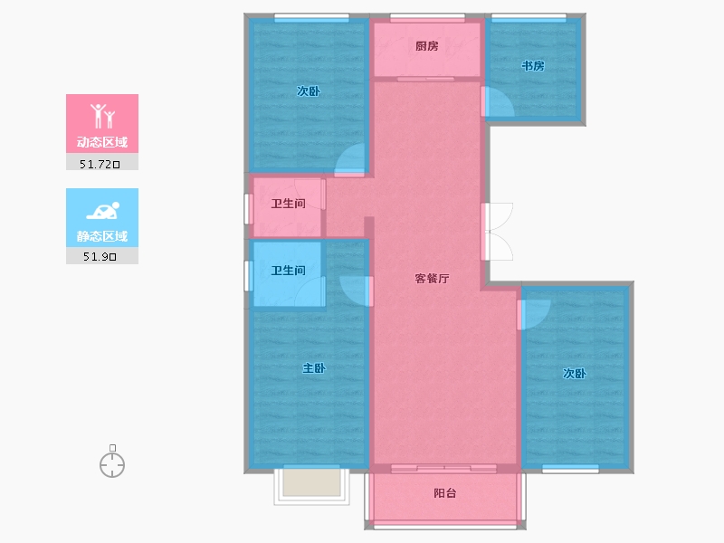 山西省-长治市-书香华庭-107.20-户型库-动静分区