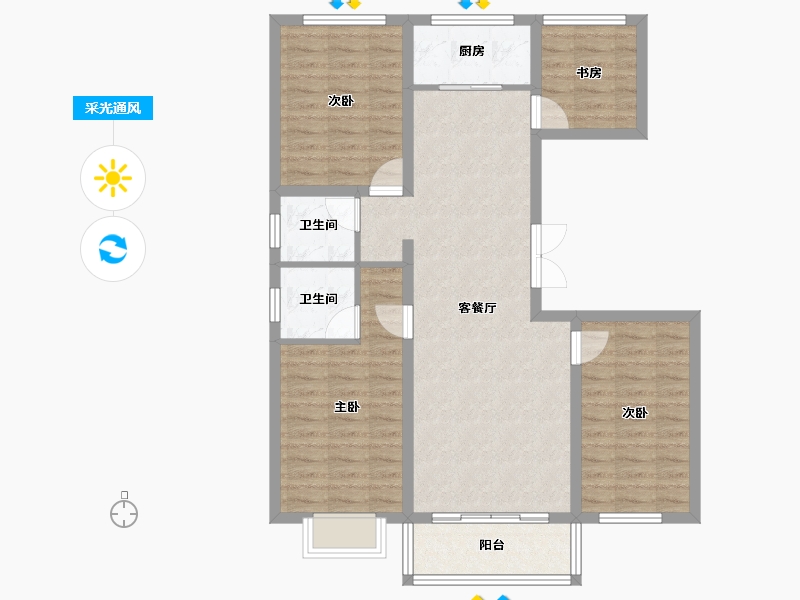 山西省-长治市-书香华庭-107.20-户型库-采光通风