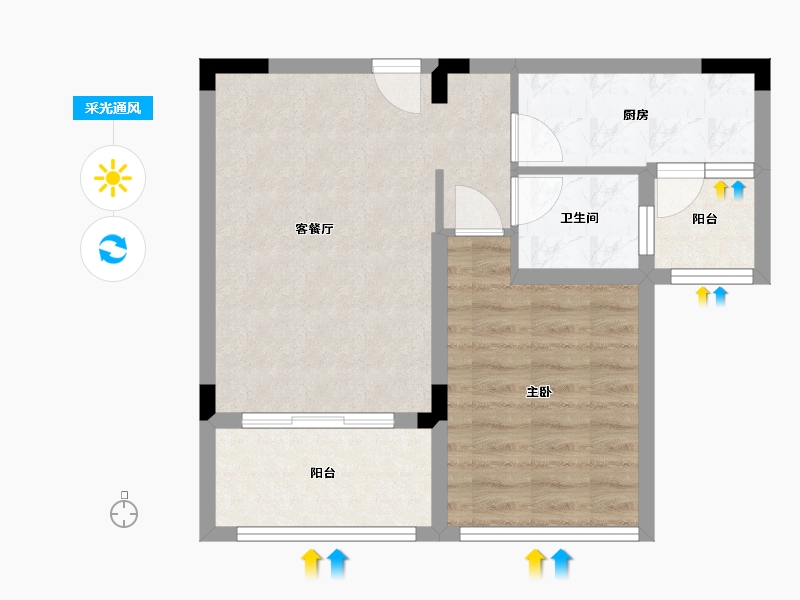 四川省-成都市-临江尚品花园-54.76-户型库-采光通风