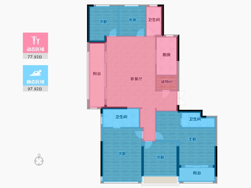 浙江省-杭州市-滨江奥印潮观府-160.78-户型库-动静分区