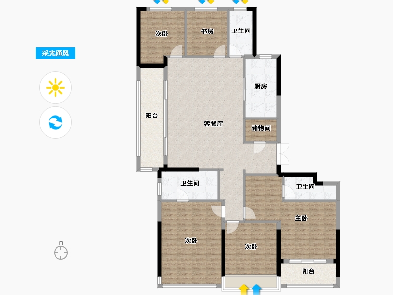 浙江省-杭州市-滨江奥印潮观府-160.78-户型库-采光通风