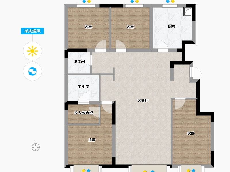 吉林省-长春市-领秀蓝珀湖4期-108.80-户型库-采光通风