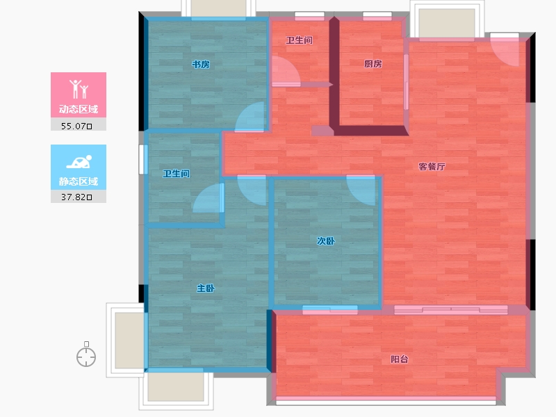 江西省-南昌市-巨仁洪州学苑-84.00-户型库-动静分区