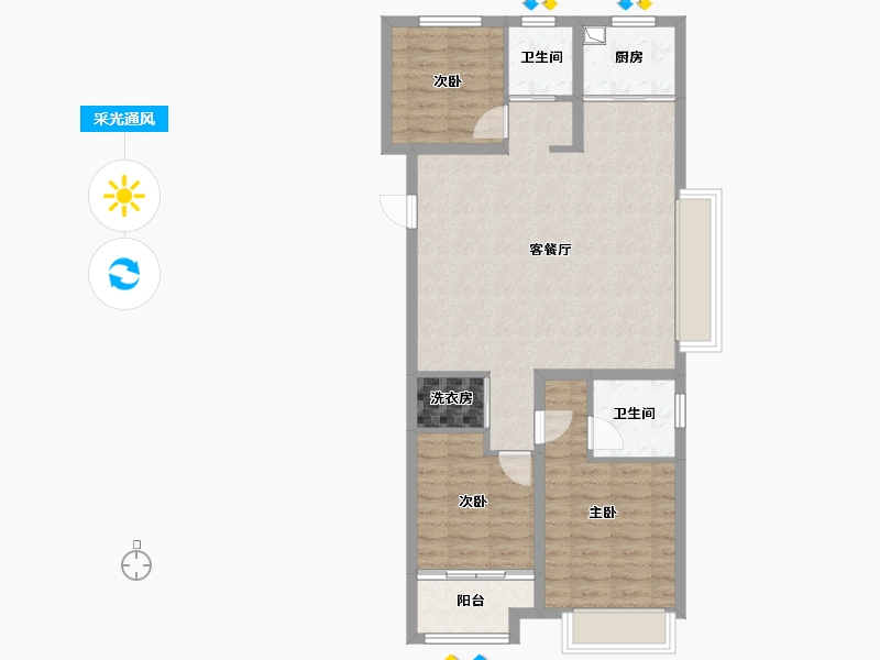 山西省-太原市-逸宸新境界-96.00-户型库-采光通风