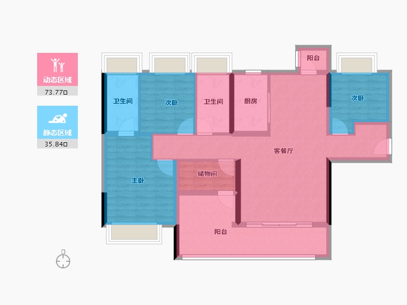 湖南省-长沙市-长房欣望府-97.47-户型库-动静分区