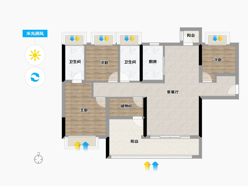 湖南省-长沙市-长房欣望府-97.47-户型库-采光通风