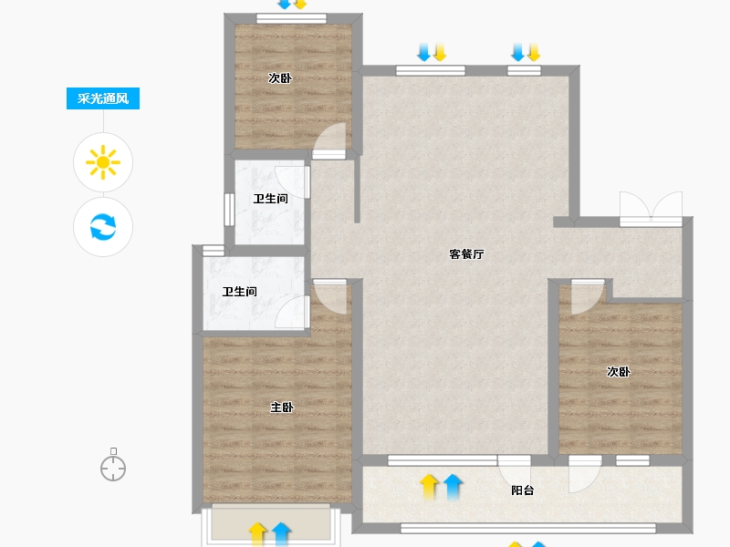 山东省-德州市-锦岸风华-98.40-户型库-采光通风