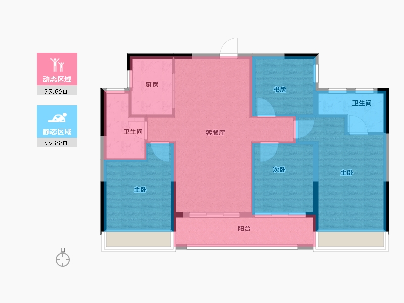 浙江省-杭州市-望云璟晨府-100.80-户型库-动静分区