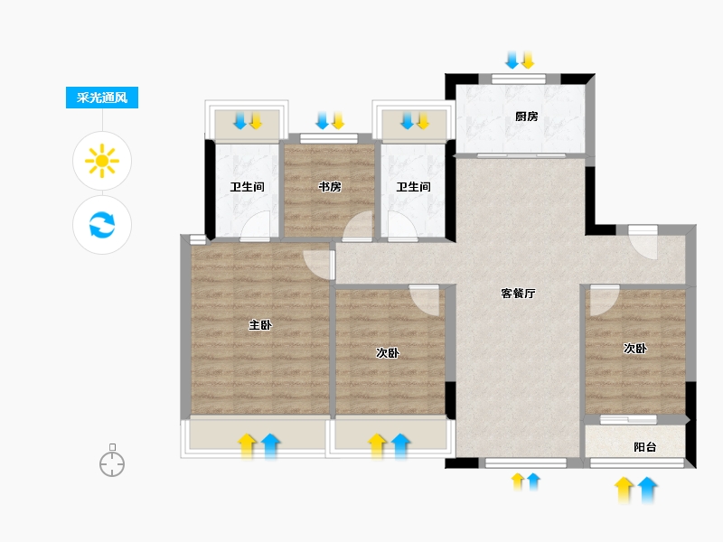 福建省-厦门市-象屿自在海-84.00-户型库-采光通风