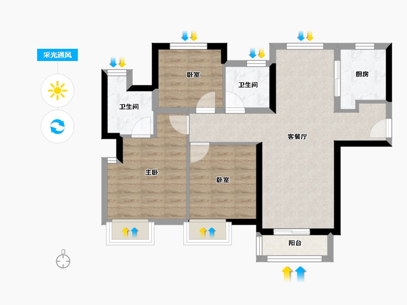 福建省-厦门市-象屿自在海-68.58-户型库-采光通风