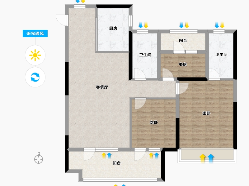 山东省-青岛市-青铁·芳华地-107.99-户型库-采光通风