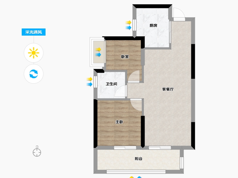 广西壮族自治区-南宁市-邕府·紫荆园-57.28-户型库-采光通风