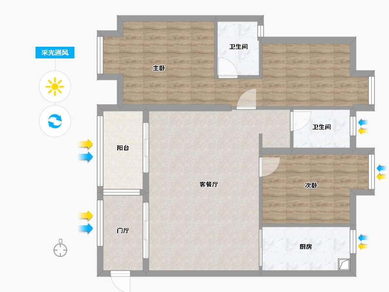 湖北省-襄阳市-洪山滨江府-80.00-户型库-采光通风