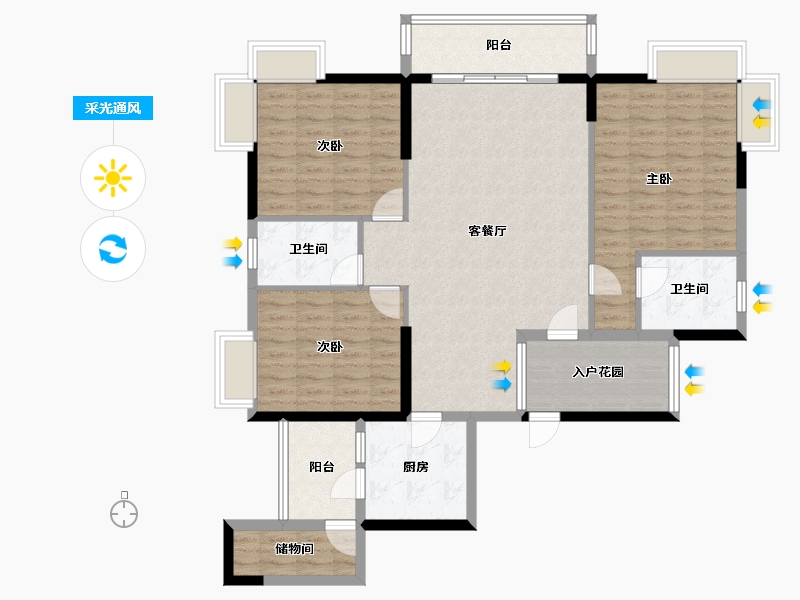 四川省-成都市-润弘丽都-118.08-户型库-采光通风