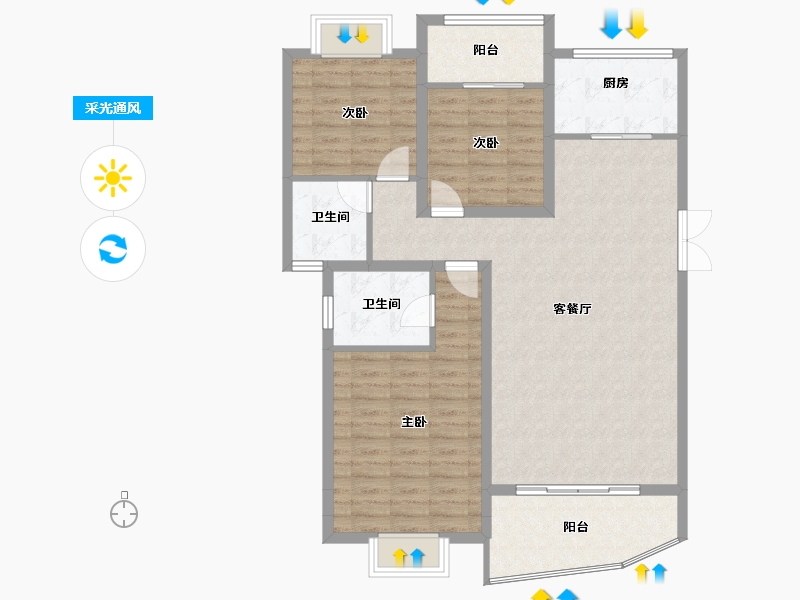 湖南省-长沙市-湘水一城-112.80-户型库-采光通风