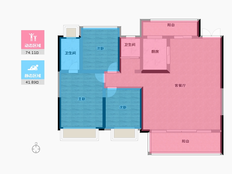 湖南省-长沙市-中铁置业诺德府-104.00-户型库-动静分区