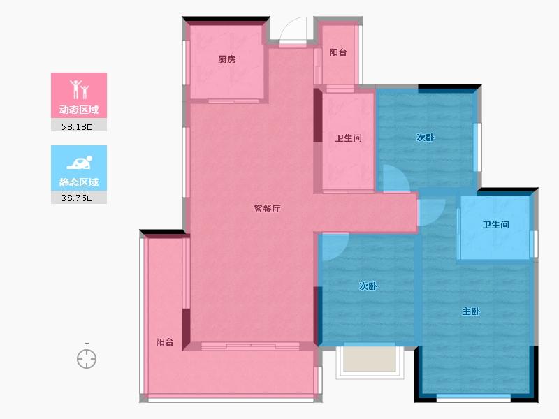 四川省-成都市-东湖金座-86.20-户型库-动静分区