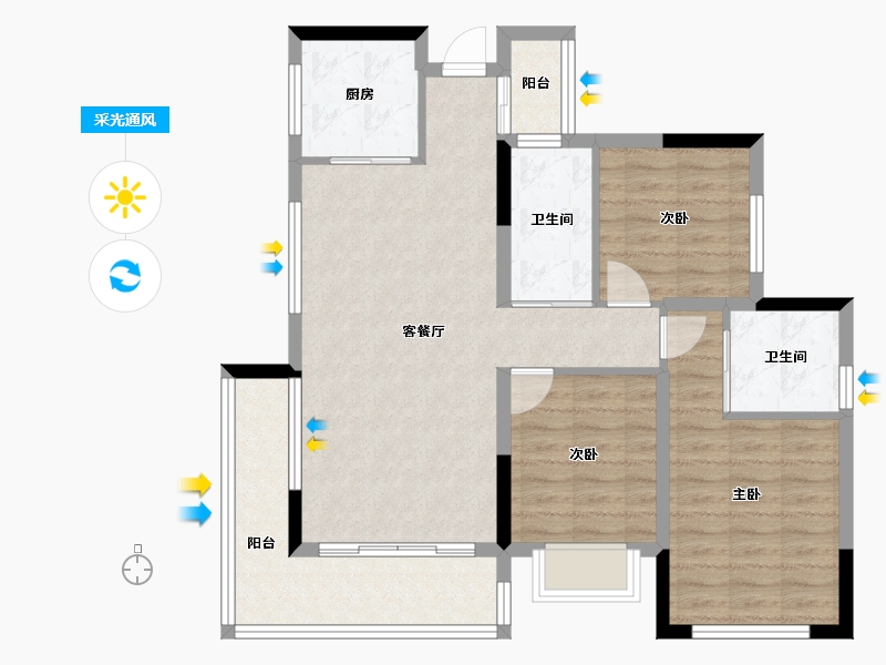 四川省-成都市-东湖金座-86.20-户型库-采光通风