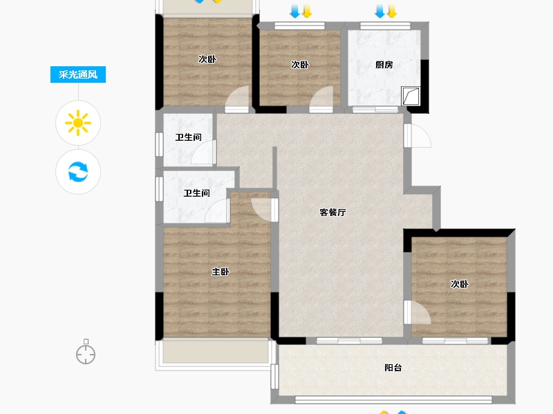 安徽省-宿州市-绿洲江山印-102.40-户型库-采光通风