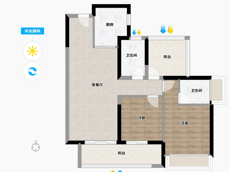 广东省-肇庆市-保利时光印象-75.00-户型库-采光通风