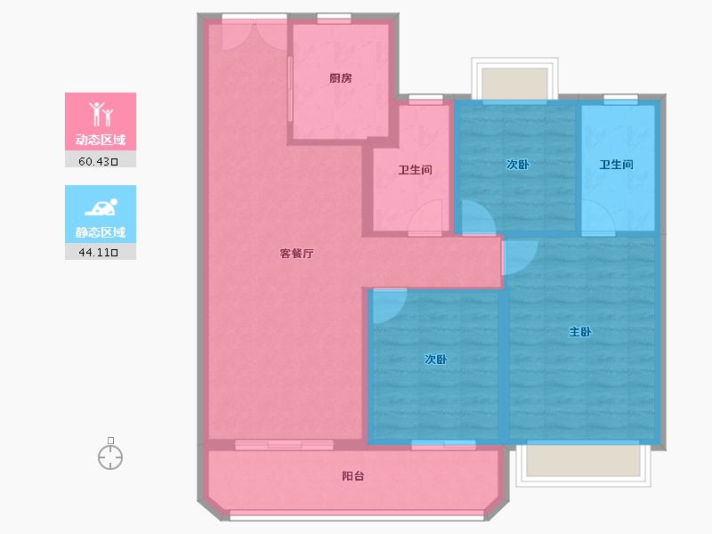 湖北省-武汉市-香港置地·金地·峯璟-94.24-户型库-动静分区