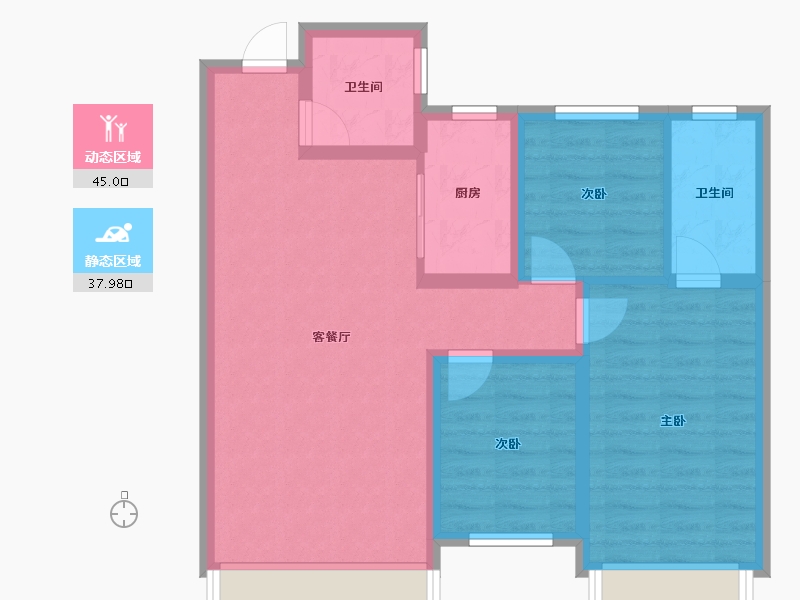 河北省-保定市-绿城·保定蘭园-73.75-户型库-动静分区