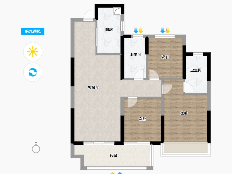 江苏省-盐城市-樾熹和颂-84.00-户型库-采光通风