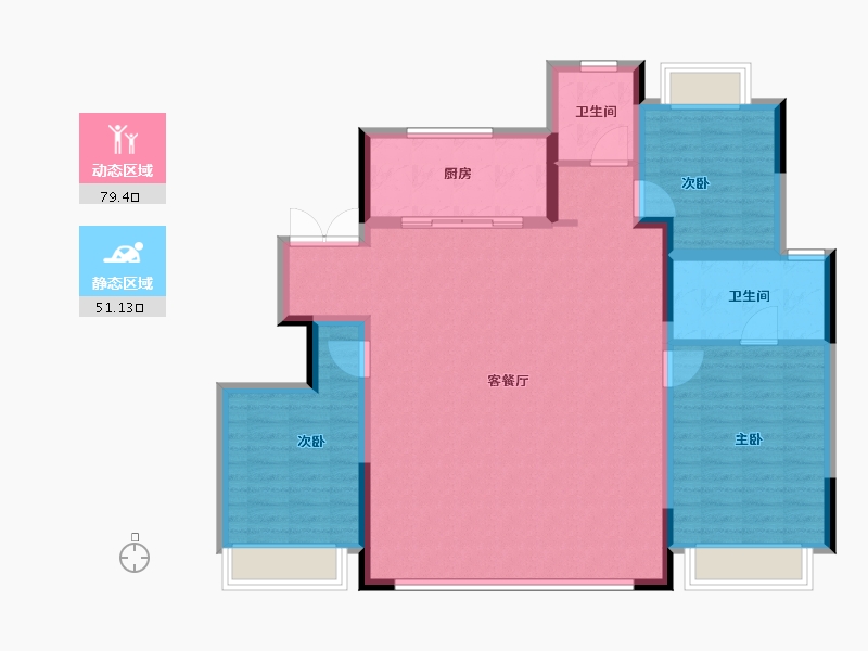 江苏省-苏州市-阅湖之星-119.20-户型库-动静分区