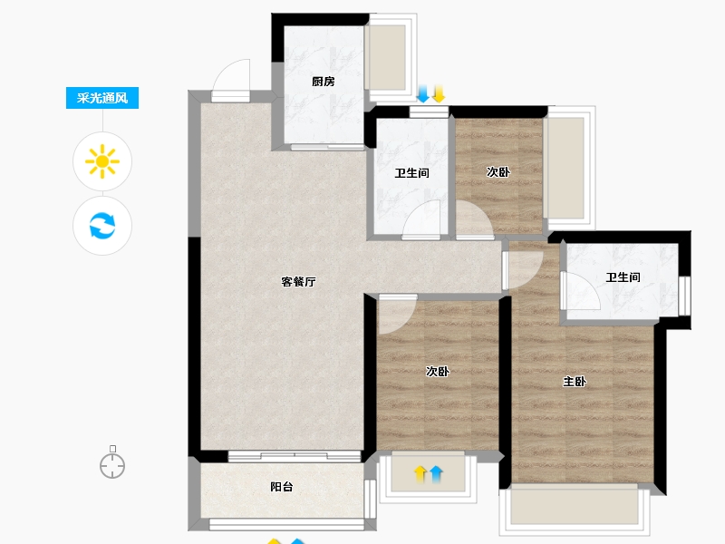 广东省-深圳市-中洲迎玺-65.77-户型库-采光通风