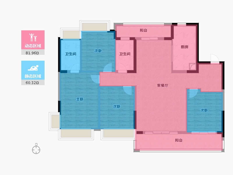 湖南省-长沙市-明昇望月府-128.56-户型库-动静分区