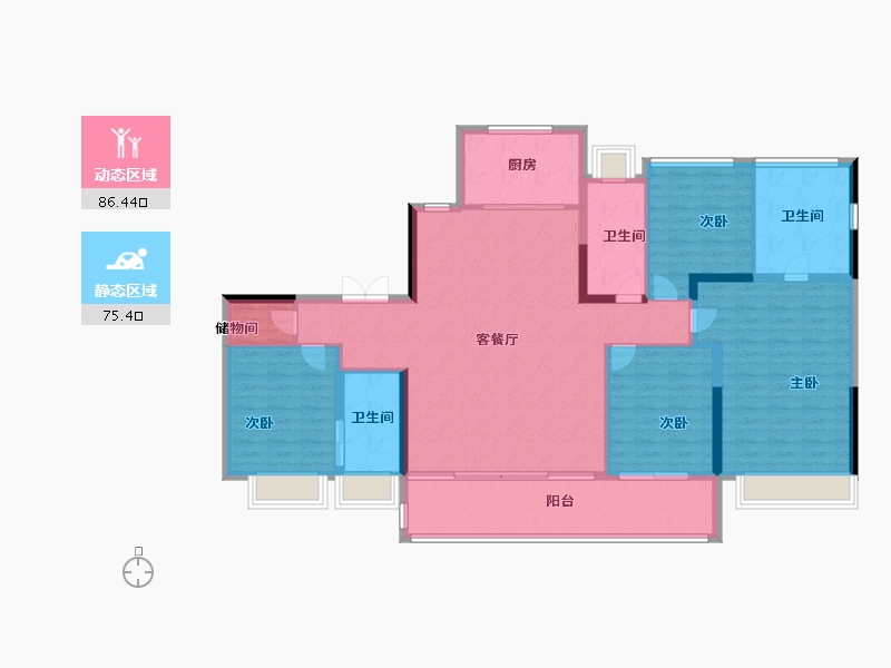 江苏省-南京市-首开桃园金茂府-148.00-户型库-动静分区