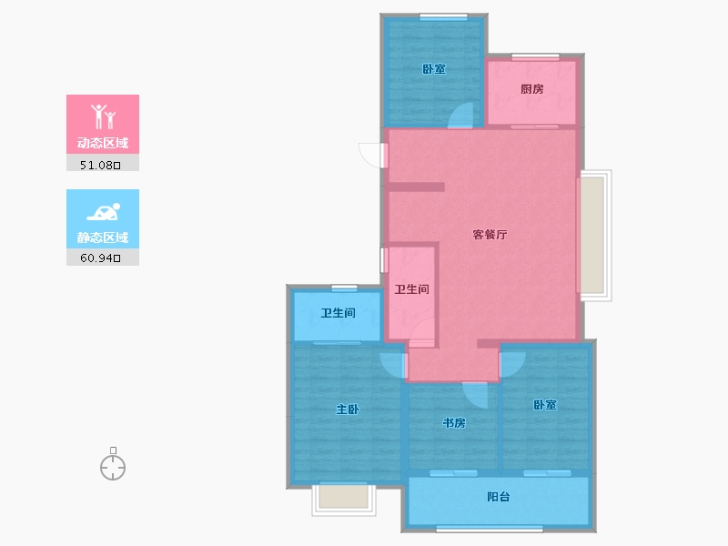 浙江省-杭州市-沁瑄云上府(共有产权)-100.88-户型库-动静分区