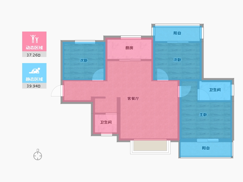 陕西省-渭南市-凯悦华庭-68.20-户型库-动静分区