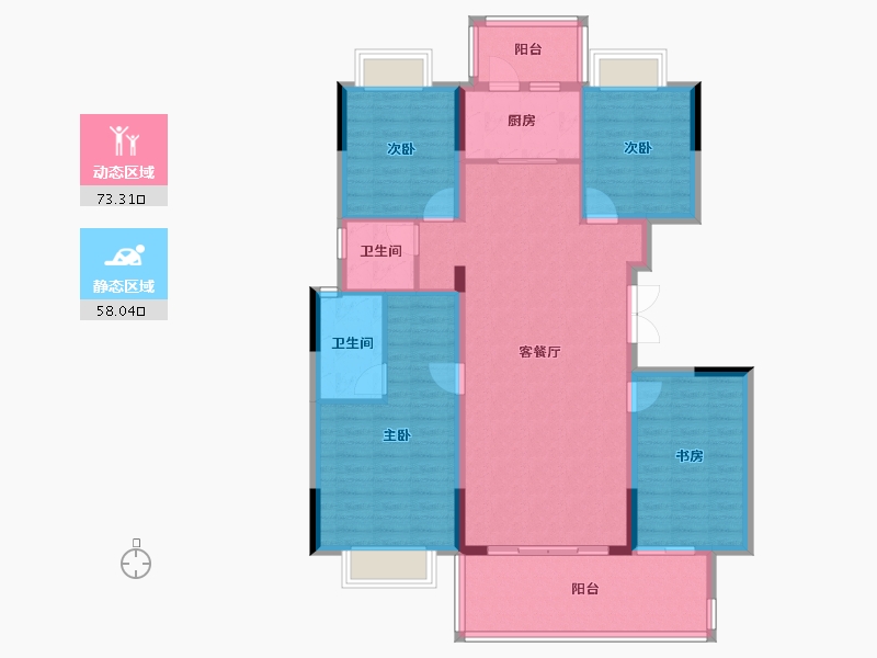 湖南省-长沙市-蓝光雍锦府-119.10-户型库-动静分区