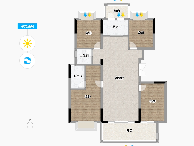 湖南省-长沙市-蓝光雍锦府-119.10-户型库-采光通风