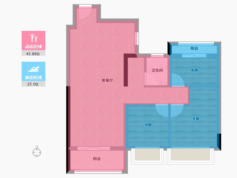 陕西省-西安市-华润置地港悦城嘉悦-60.88-户型库-动静分区