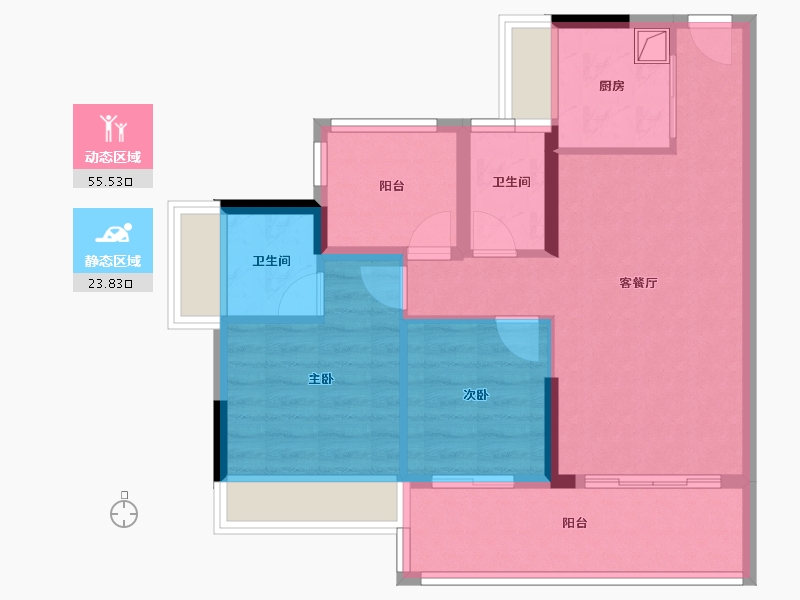 广东省-中山市-中兴智慧城懿禧府-70.39-户型库-动静分区