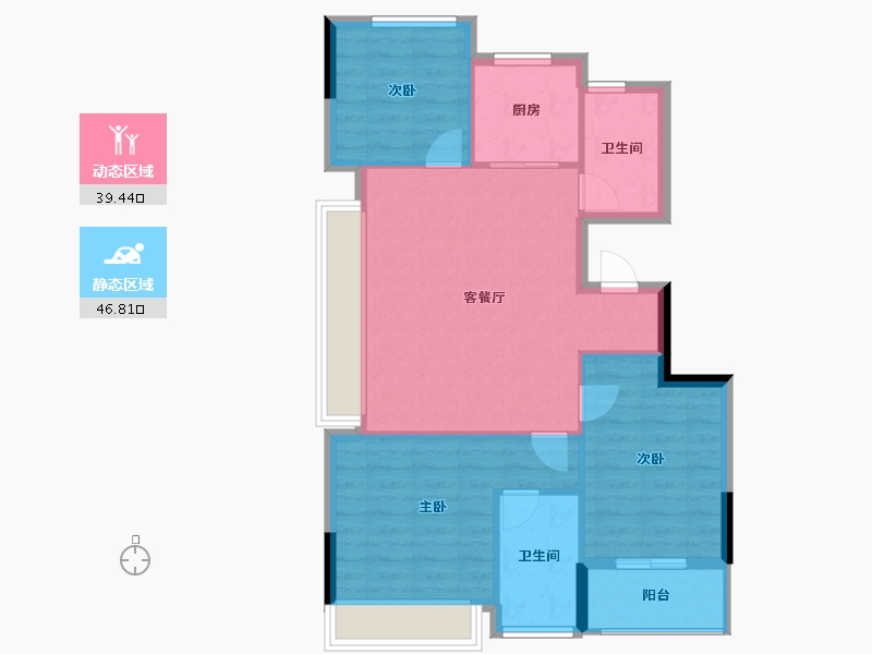 浙江省-杭州市-赞成学棠曼庐-78.26-户型库-动静分区