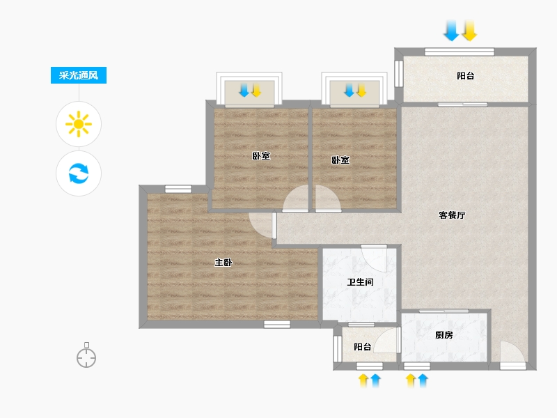 广东省-广州市-朗陶居-78.00-户型库-采光通风